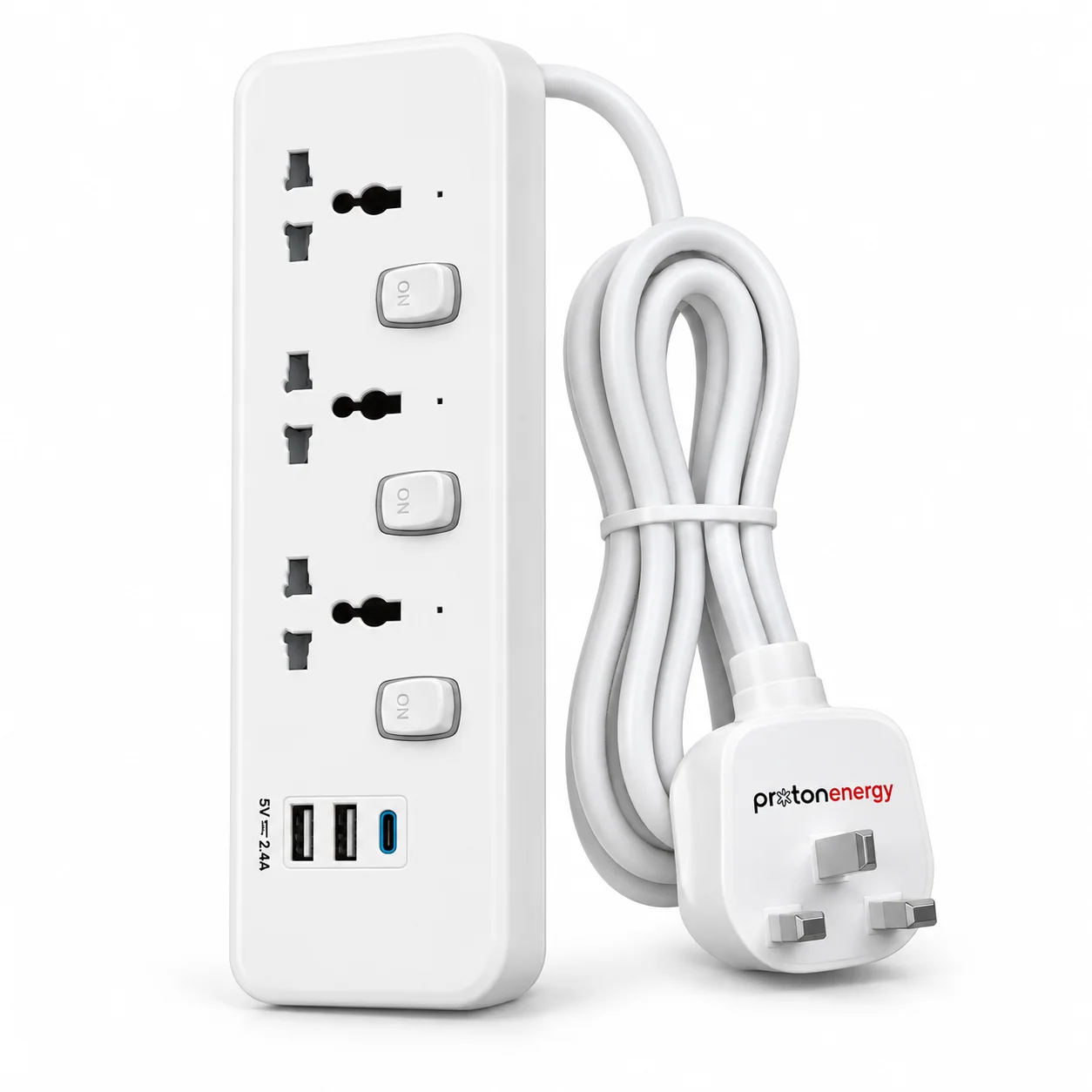 Proton Energy PE-203MP 3-Way Universal Power Strip(PDU) with USB
