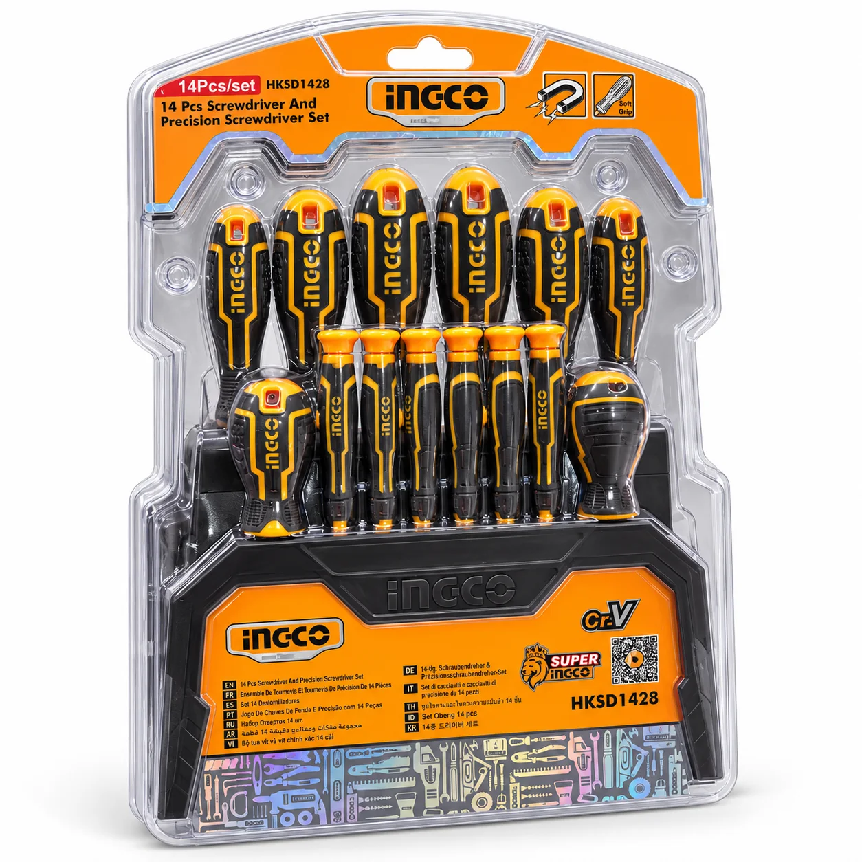 INGCO HKSD1428 14-Piece Screwdriver and Precision Screwdriver Set